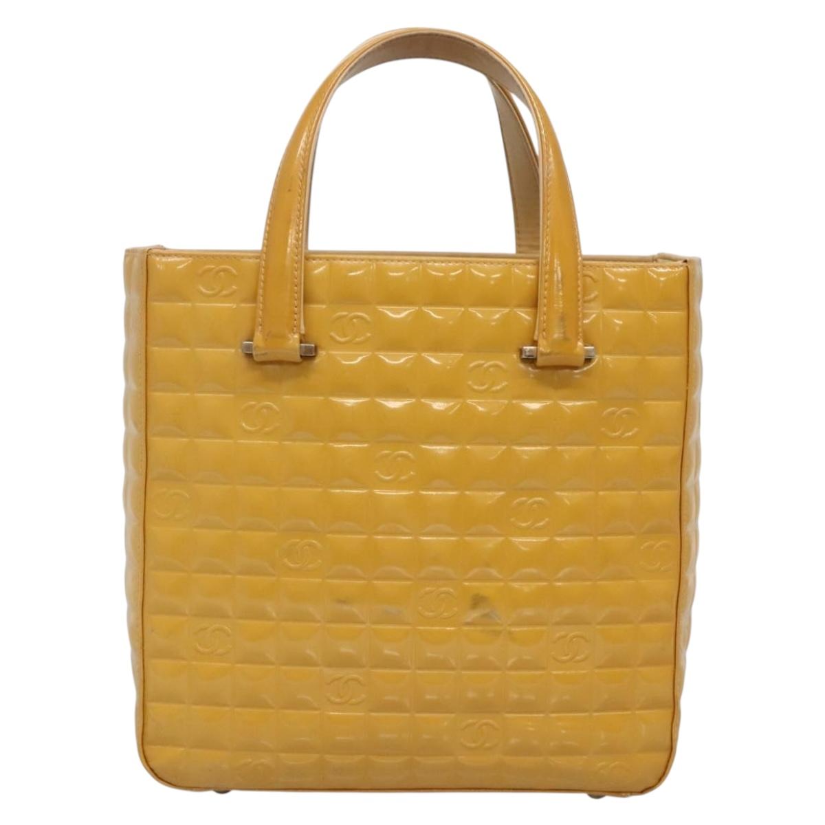 Chanel Chocolate Bar Yellow Patent Leather Tote Bag