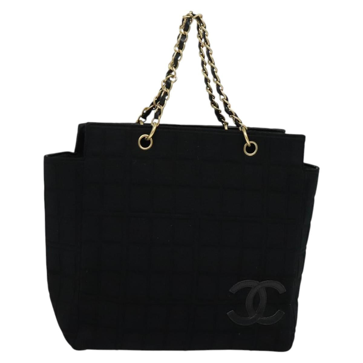 Chanel Chocolate Bar Black Cotton Tote Bag