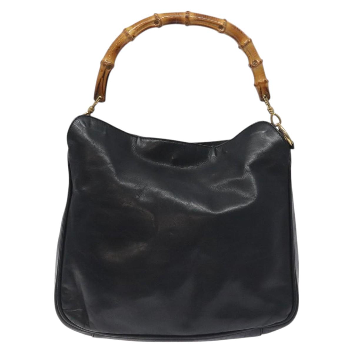 Gucci Bamboo Black Leather Handbag