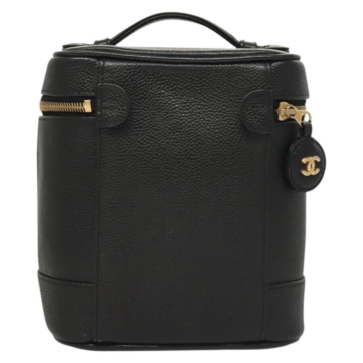 Chanel Vanity Black Leather Clutch Bag