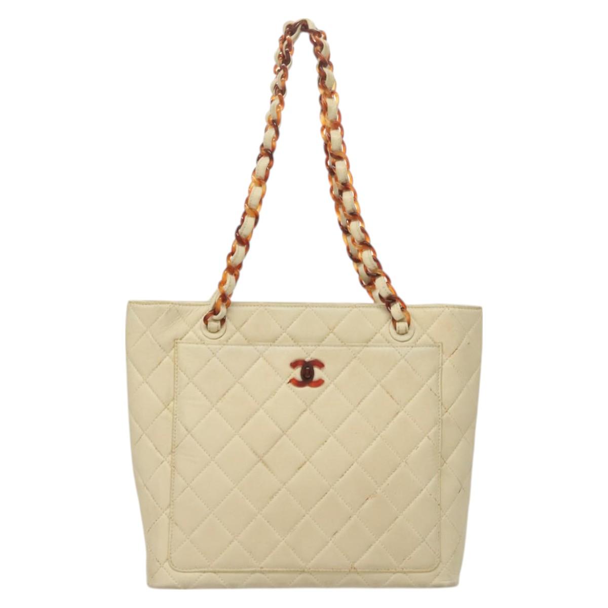 Chanel Shopping Beige Leather Tote Bag