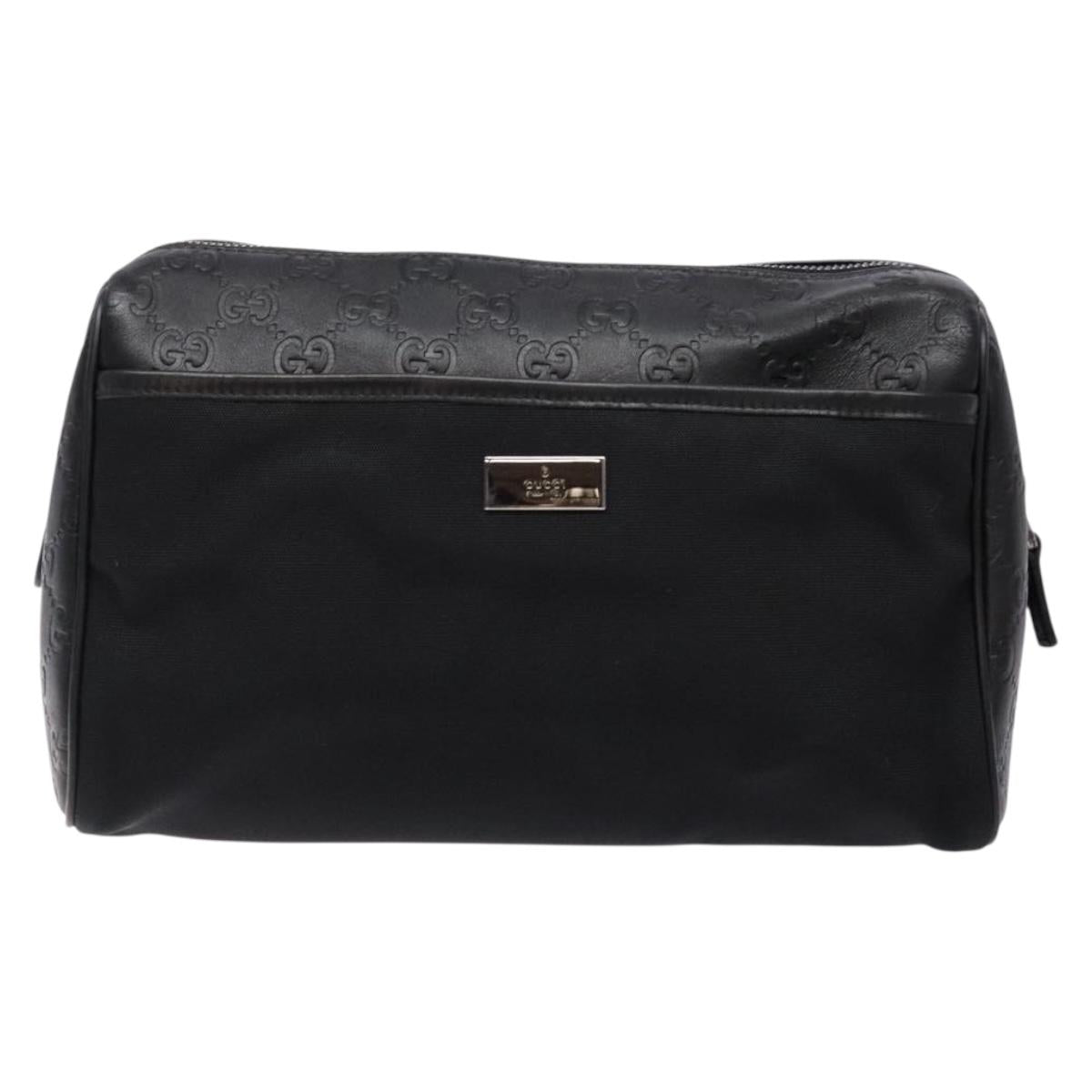 Gucci Guccissima Black Canvas, Leather Clutch Bag