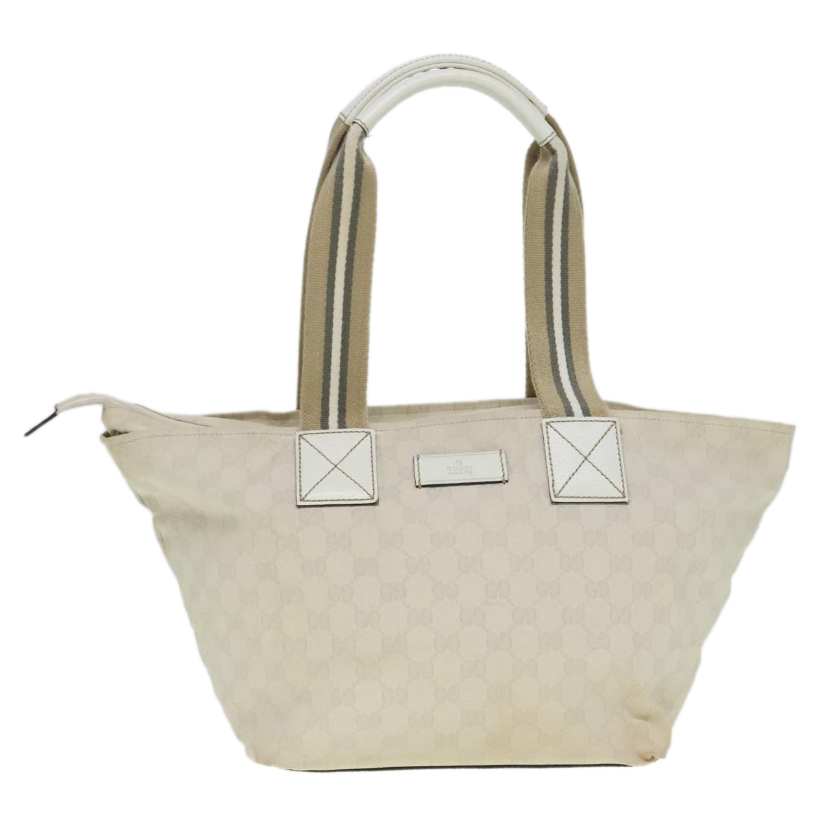 Gucci Sherry White Canvas Tote Bag