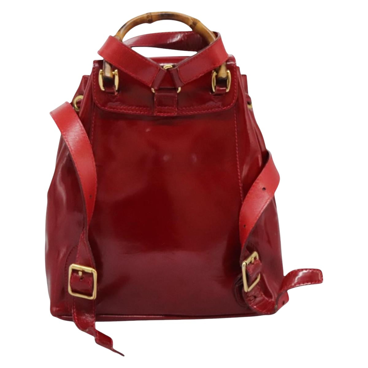 Gucci Bamboo Red Patent Leather Backpack Bag