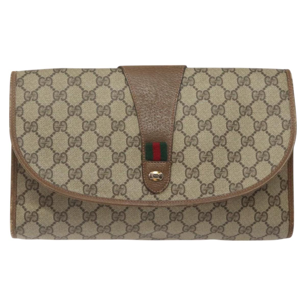 Gucci Ophidia Beige Canvas Clutch Bag