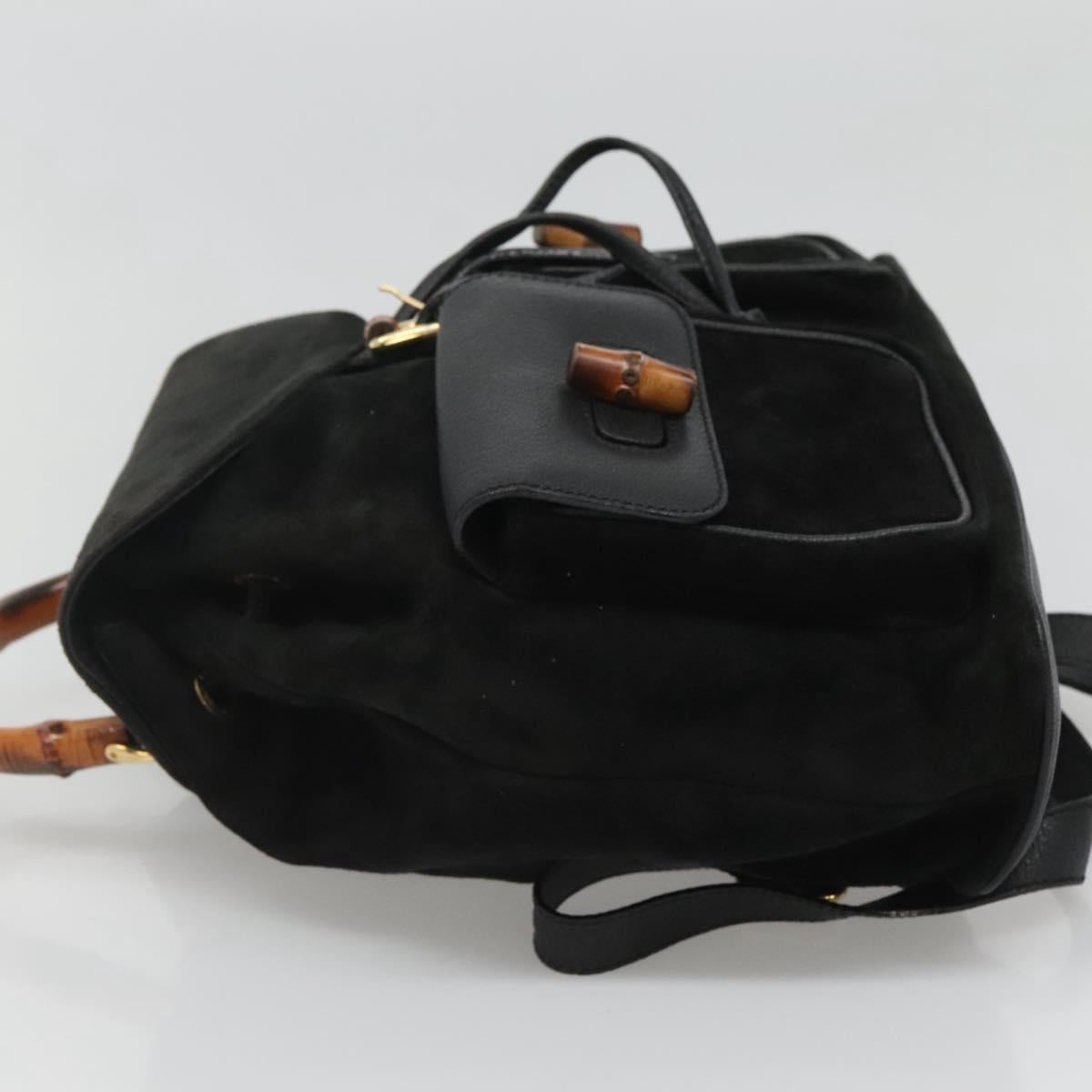 Gucci Bamboo Black Suede Backpack Bag