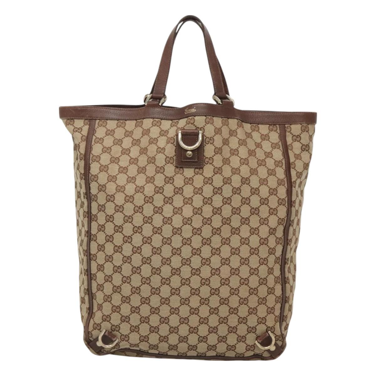 Gucci Abbey Beige Canvas Tote Bag