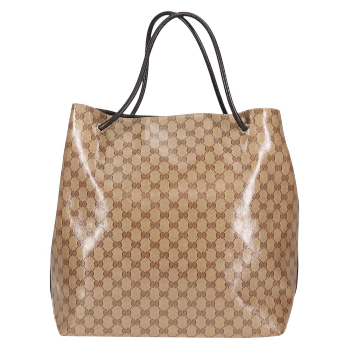 Gucci Gg Crystal Beige Canvas Tote Bag