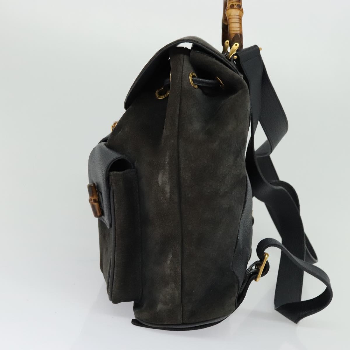 Gucci Bamboo Black Suede Backpack Bag
