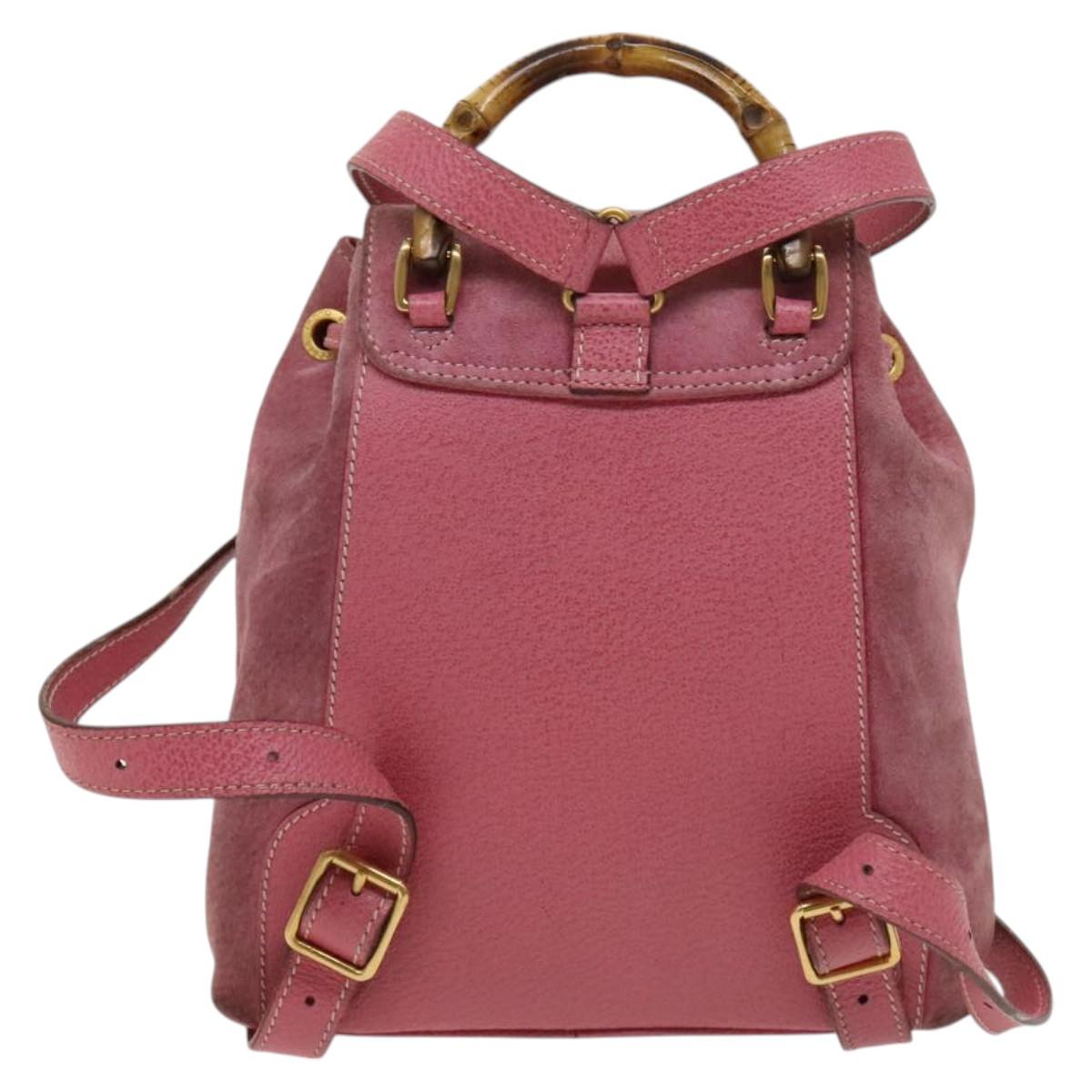 Gucci Bamboo Pink Suede Backpack Bag