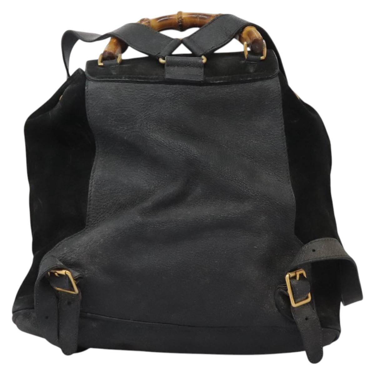 Gucci Bamboo Black Suede Backpack Bag