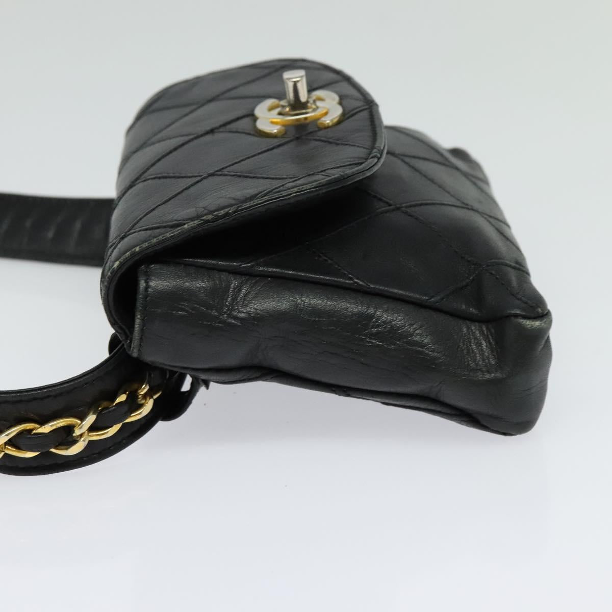 Chanel Logo Cc Black Leather Clutch Bag
