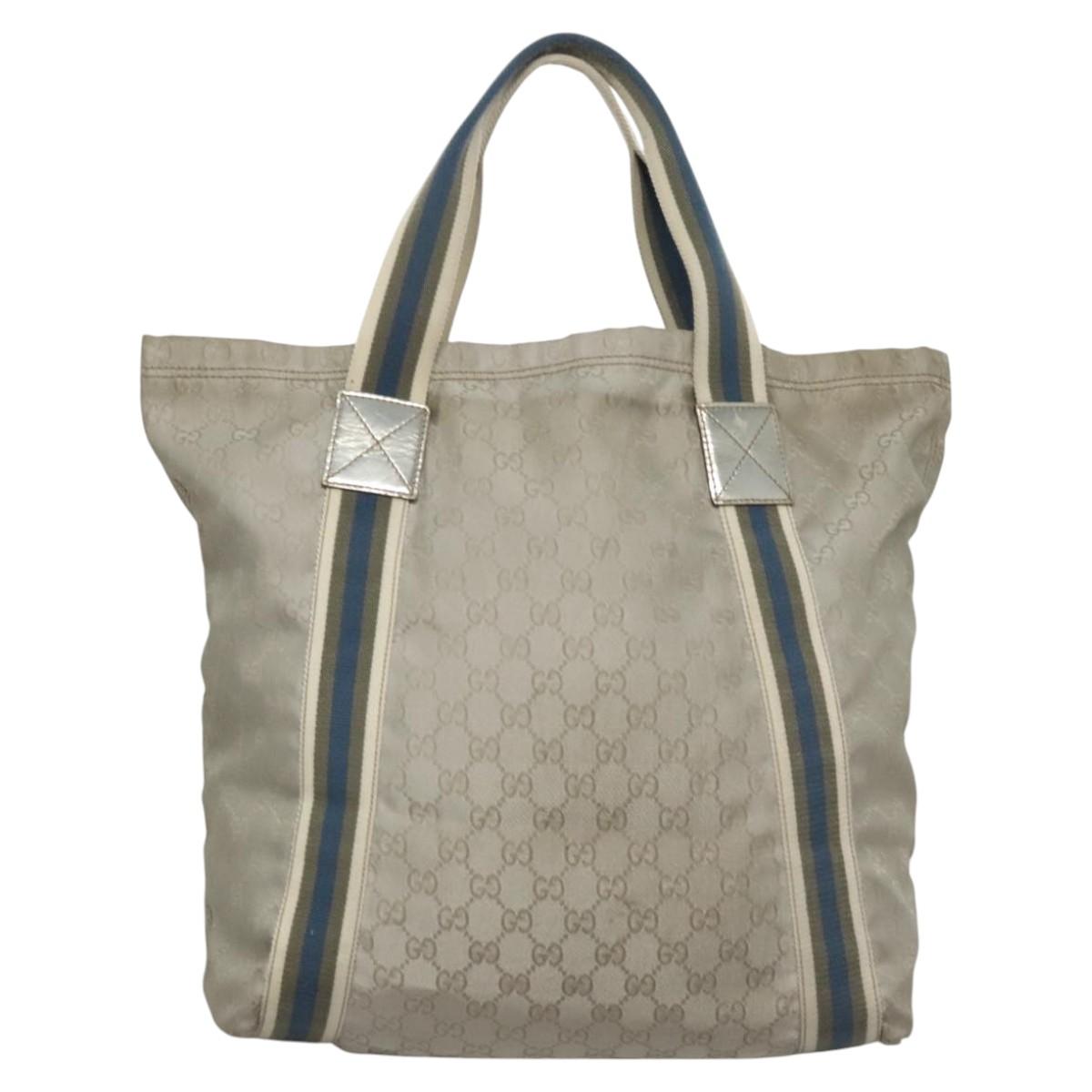 Gucci Sherry Silver Canvas Tote Bag