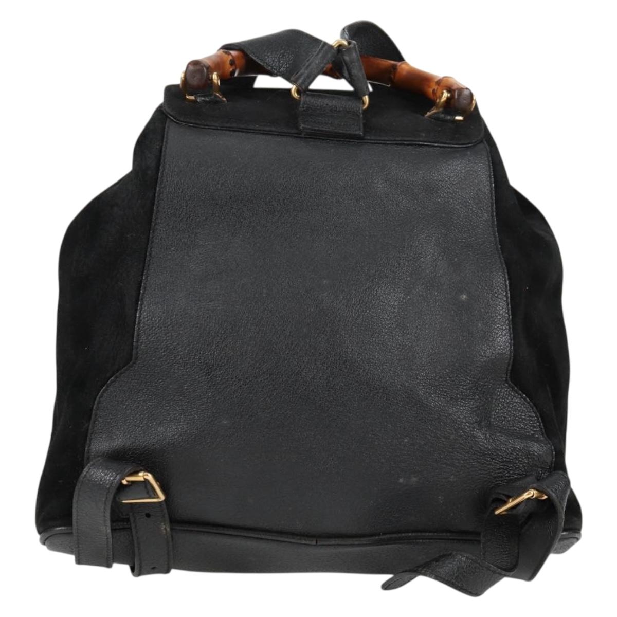 Gucci Bamboo Black Suede Backpack Bag