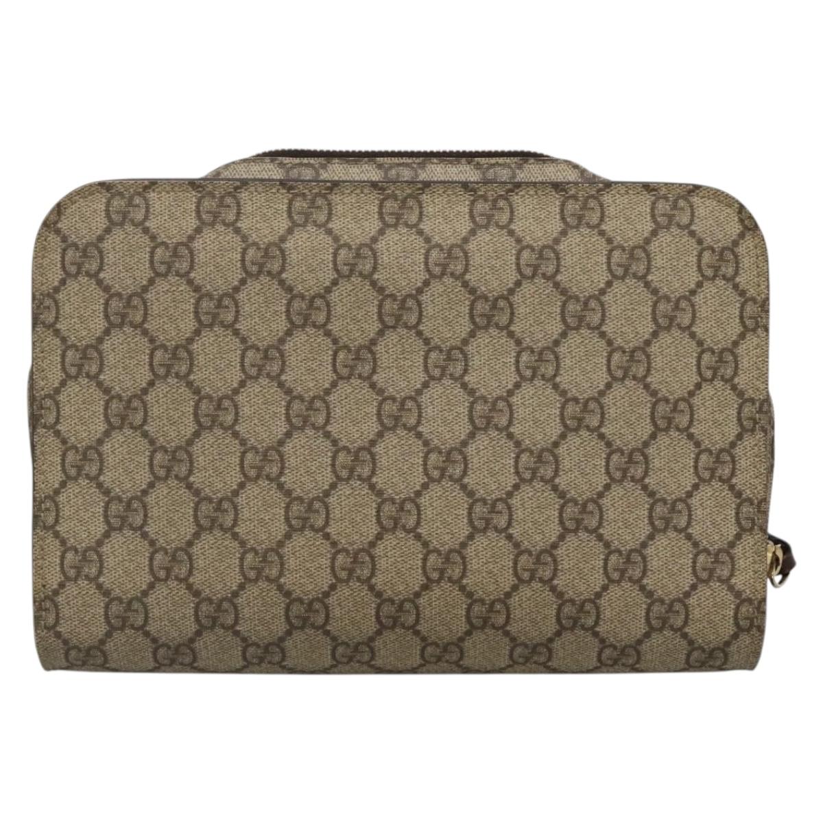 Gucci Gg Supreme Beige Canvas Clutch Bag