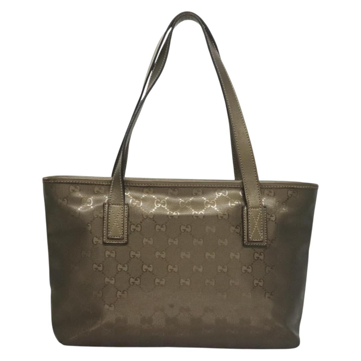 Gucci Gg Imprimé Khaki Leather Tote Bag