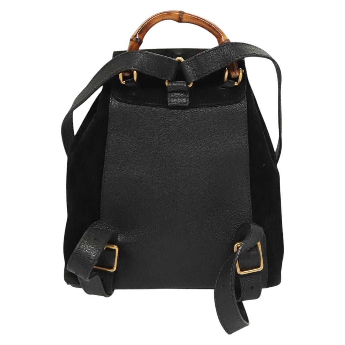 Gucci Bamboo Black Suede Backpack Bag
