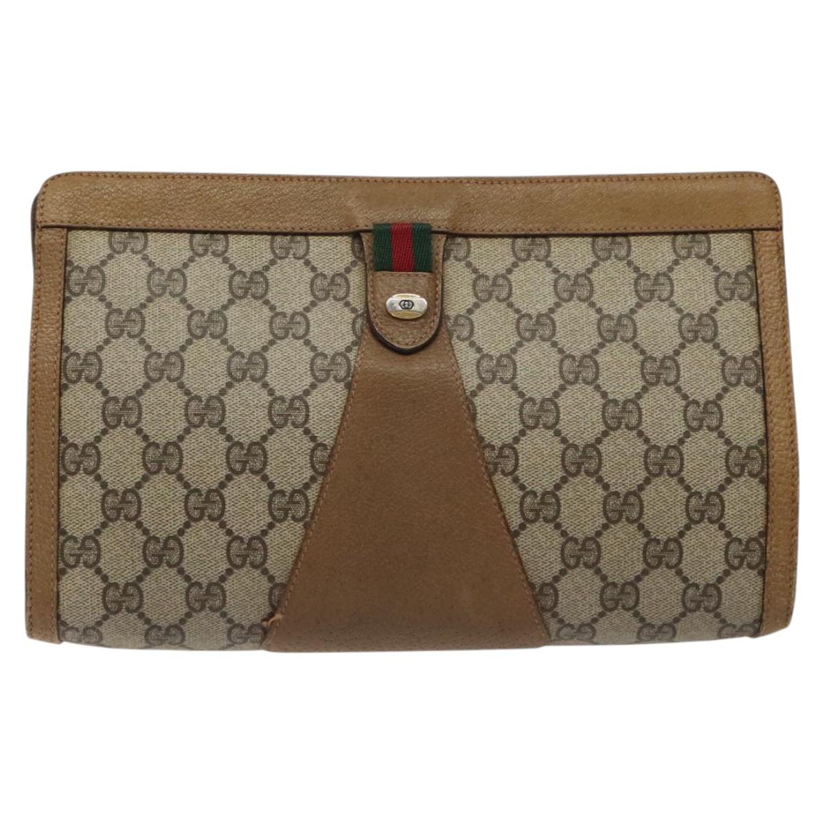 Gucci Ophidia Beige Canvas Clutch Bag