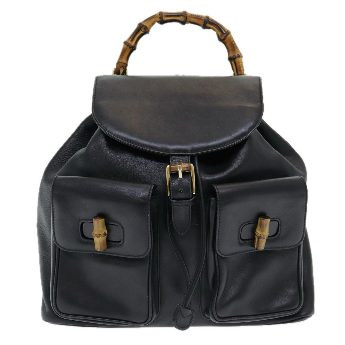 Gucci Bamboo Black Leather Backpack Bag