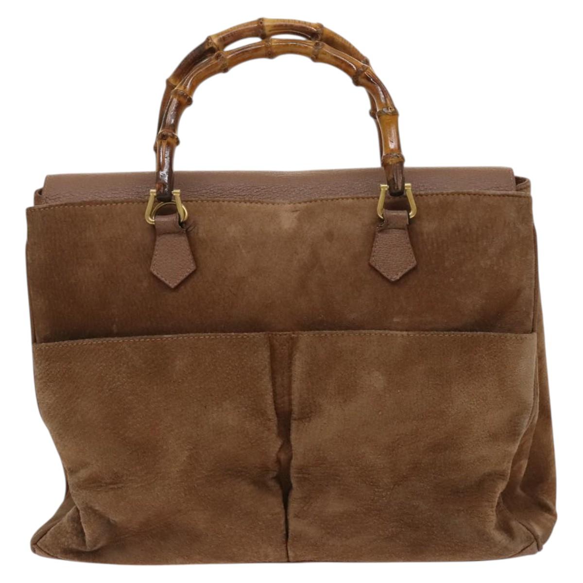 Gucci Bamboo Brown Suede Tote Bag