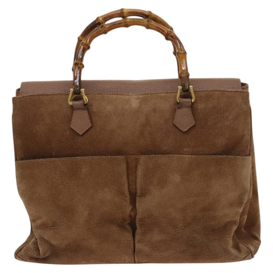 Gucci Bamboo Brown Suede Tote Bag