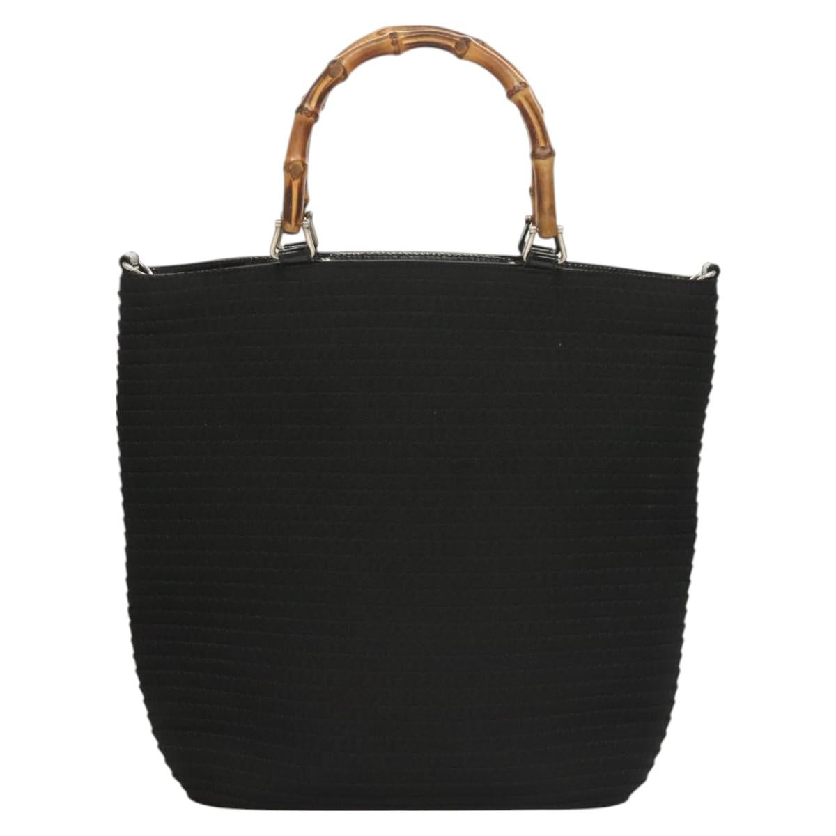 Gucci Bamboo Black Canvas Handbag