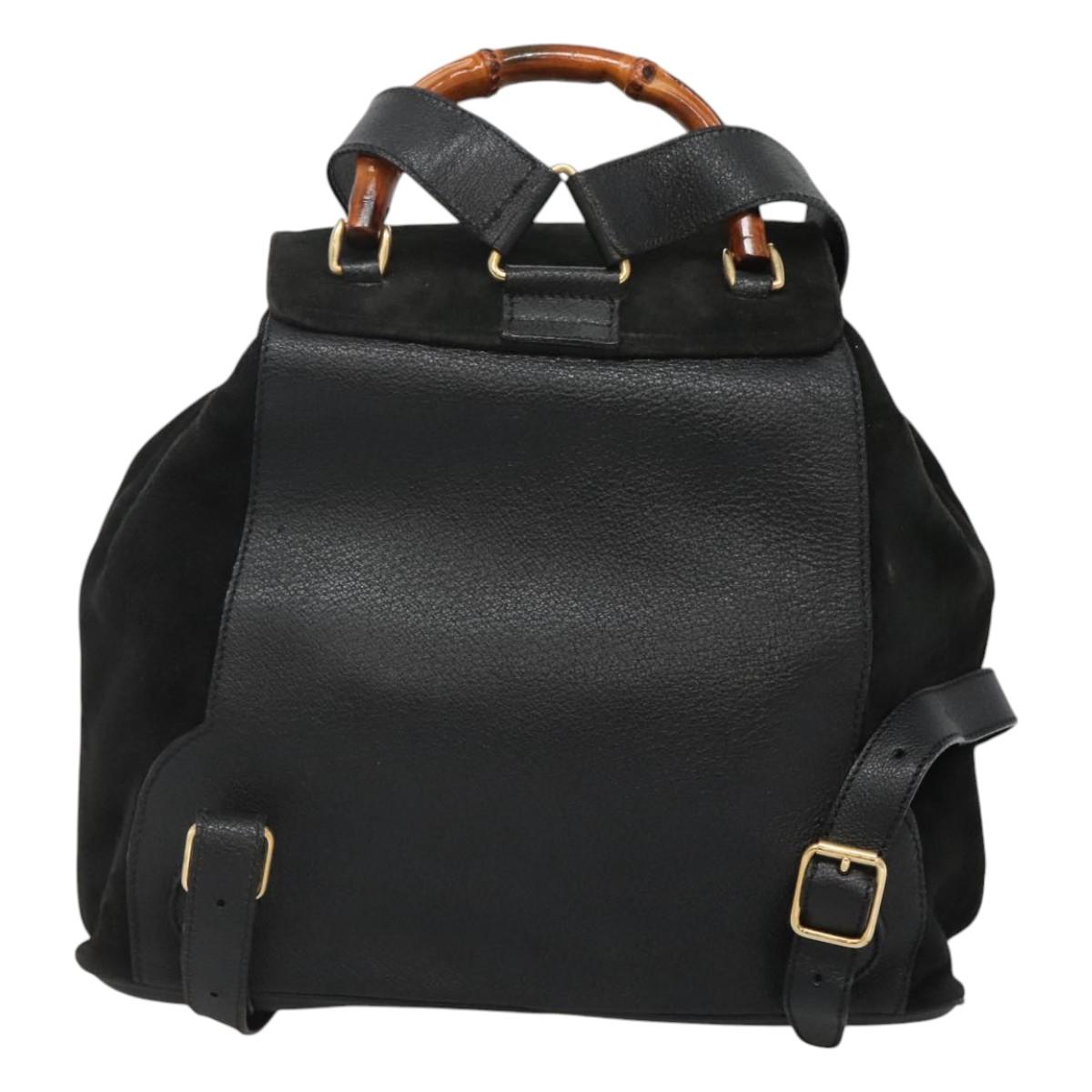 Gucci Bamboo Black Suede Backpack Bag