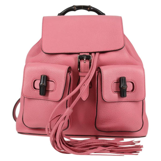 Gucci Bamboo Pink Leather Backpack Bag