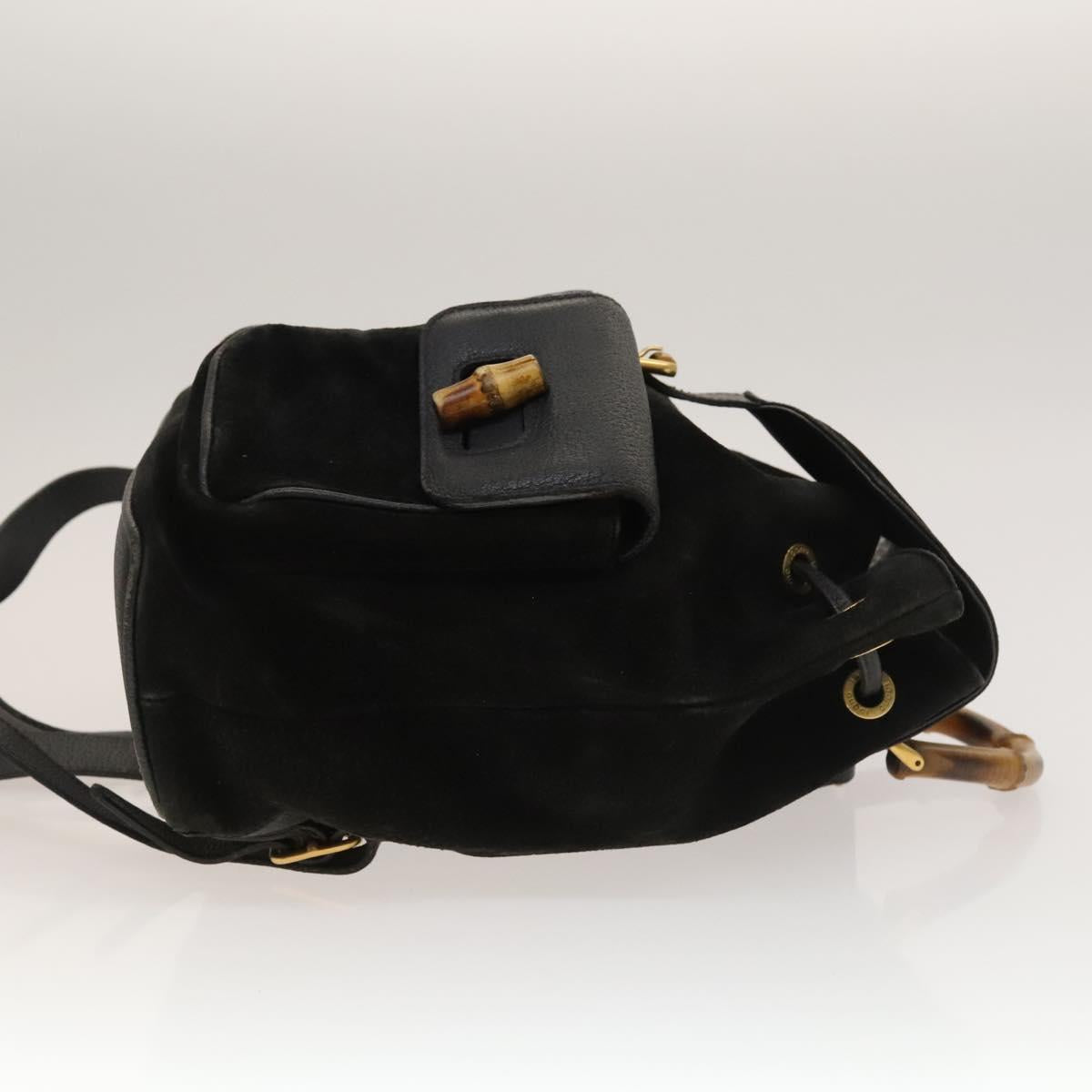 Gucci Bamboo Black Suede Backpack Bag