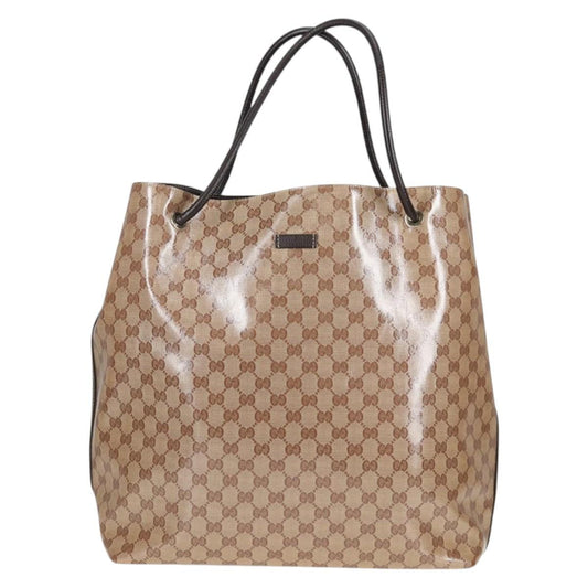 Gucci Gg Crystal Beige Canvas Tote Bag