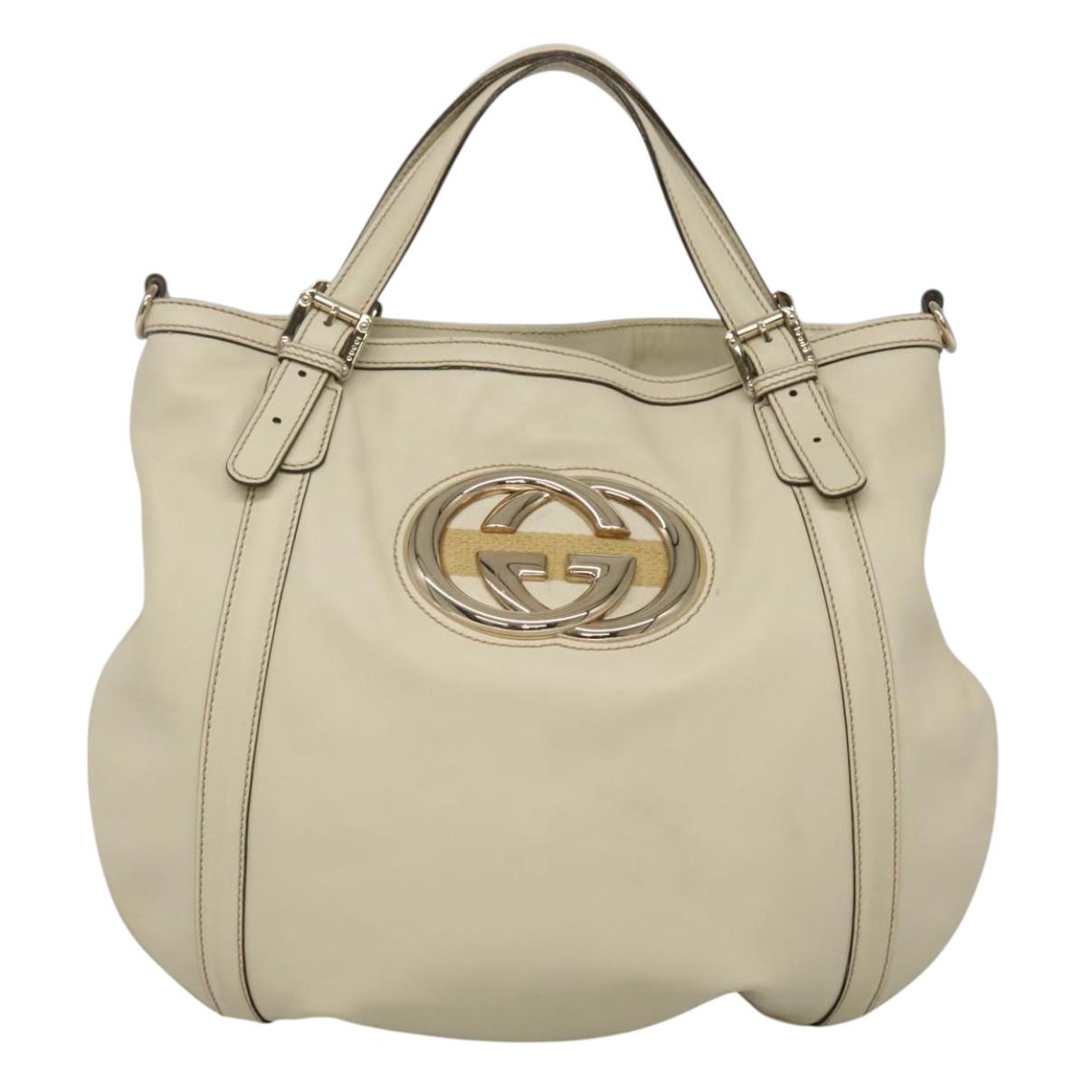 Gucci Interlocking G Beige Leather Tote Bag