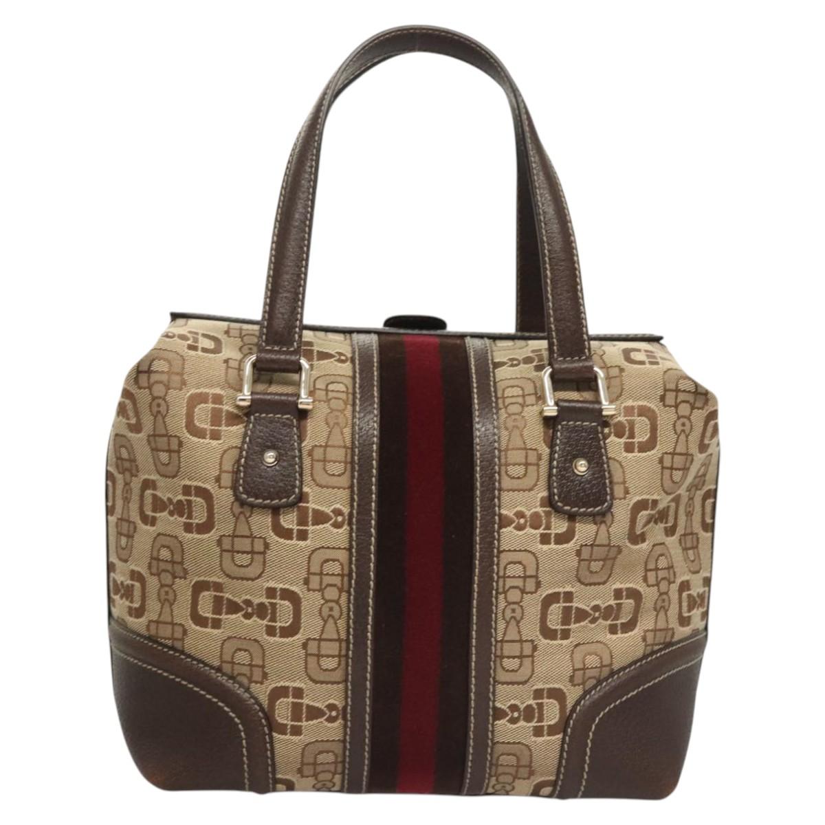 Gucci Sherry Brown Canvas Handbag