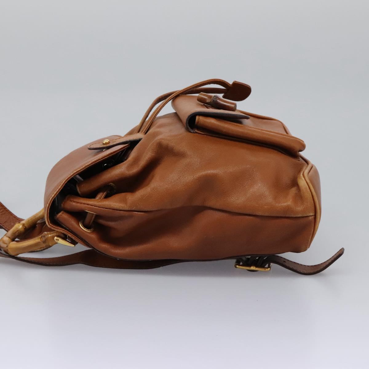 Gucci Bamboo Brown Leather Backpack Bag