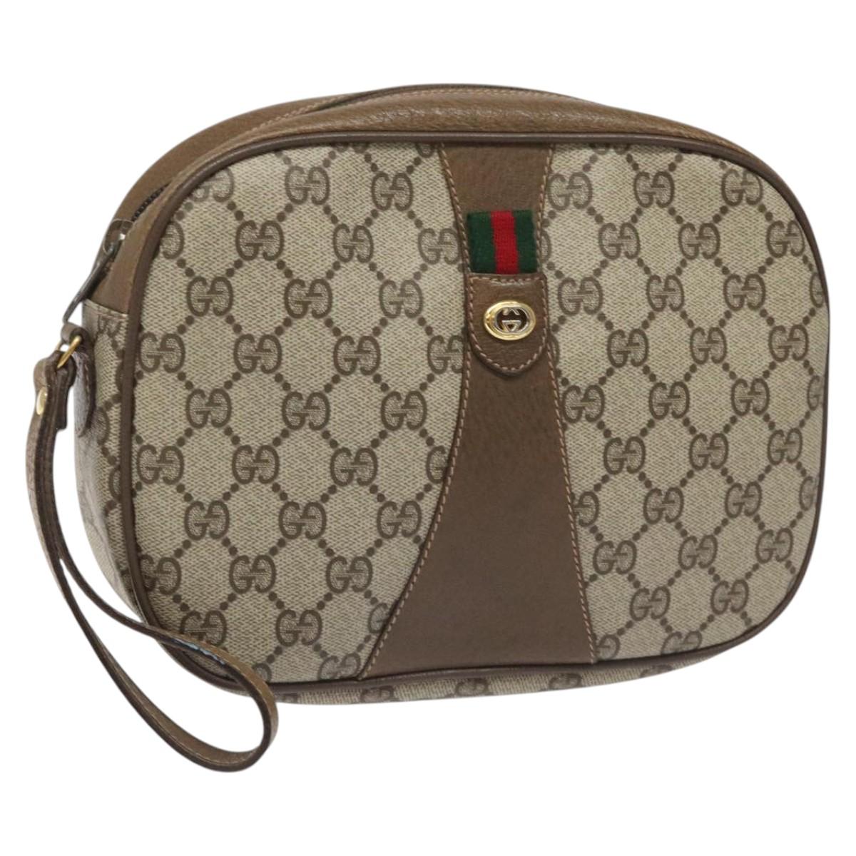 Gucci Ophidia Beige Canvas Clutch Bag