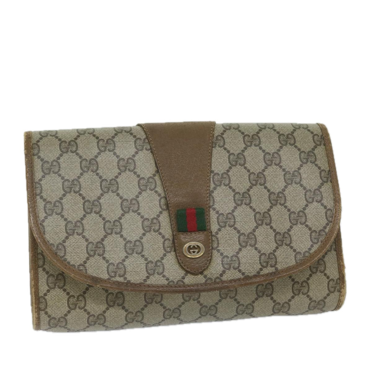 Gucci Sherry Beige Canvas Clutch Bag