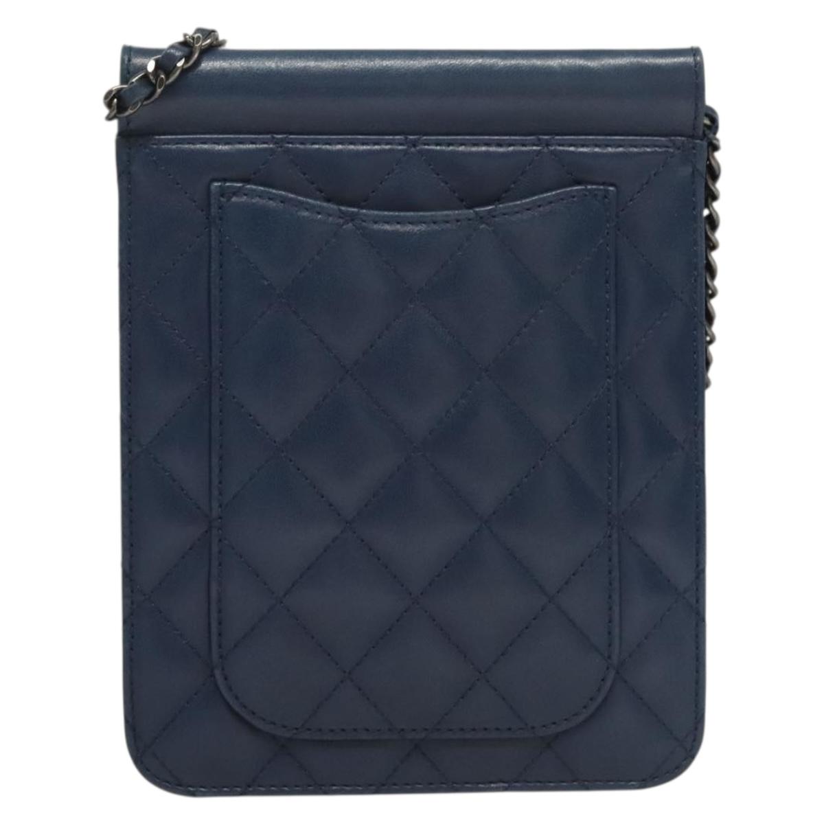 Chanel Cc Blue Leather Clutch Bag