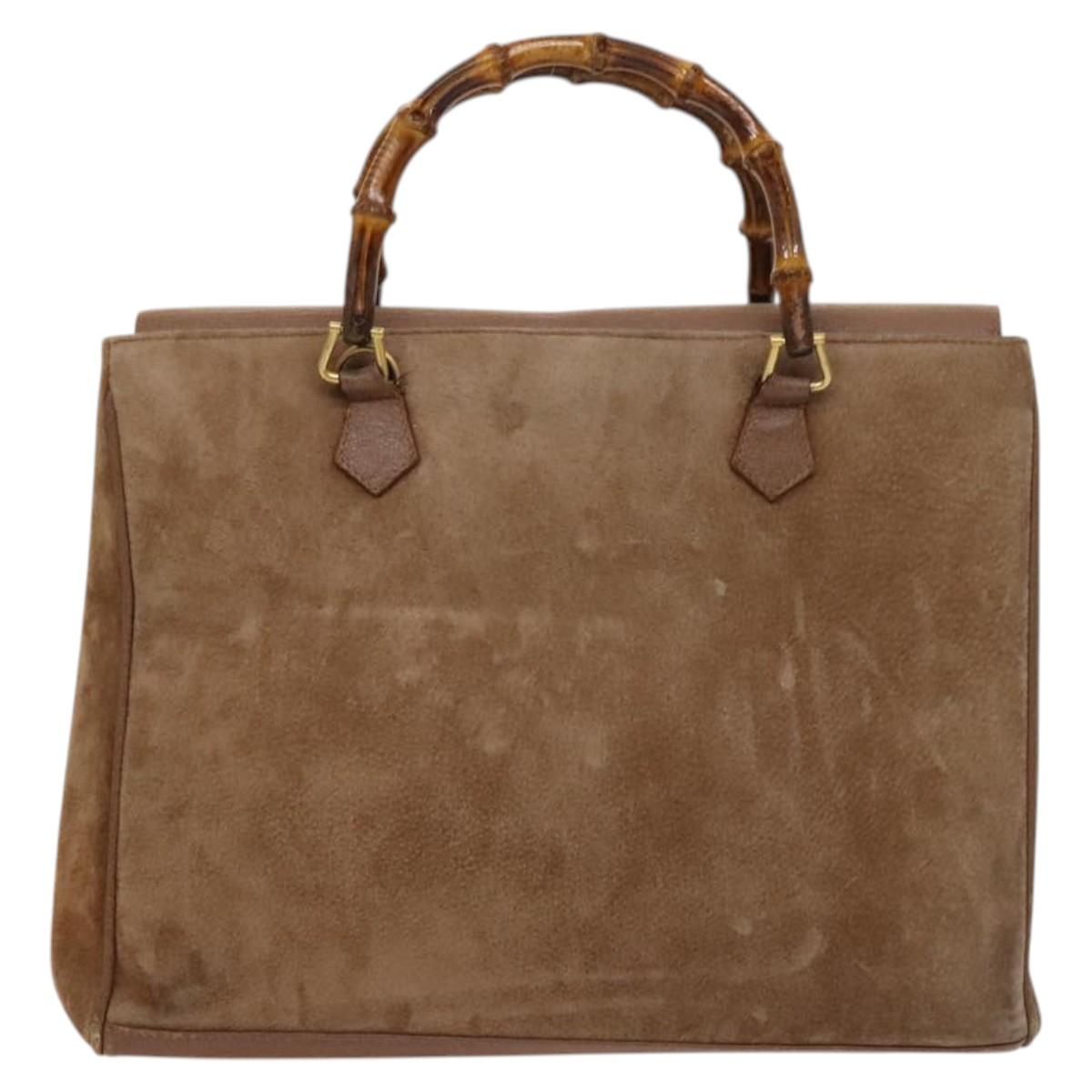 Gucci Bamboo Brown Suede Tote Bag