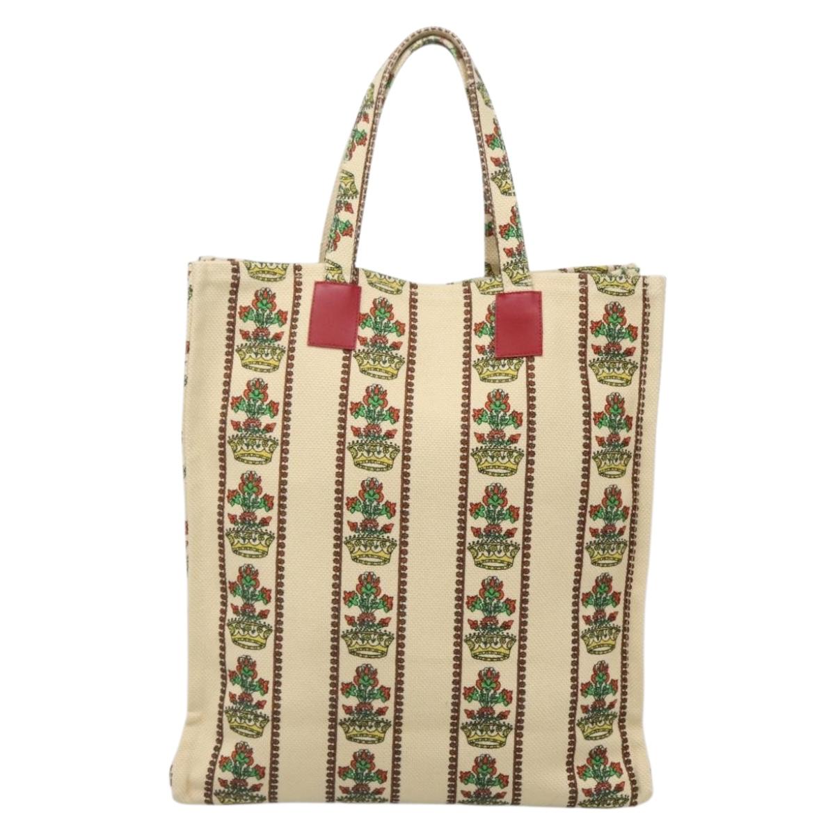 Gucci Floral Beige Canvas Tote Bag