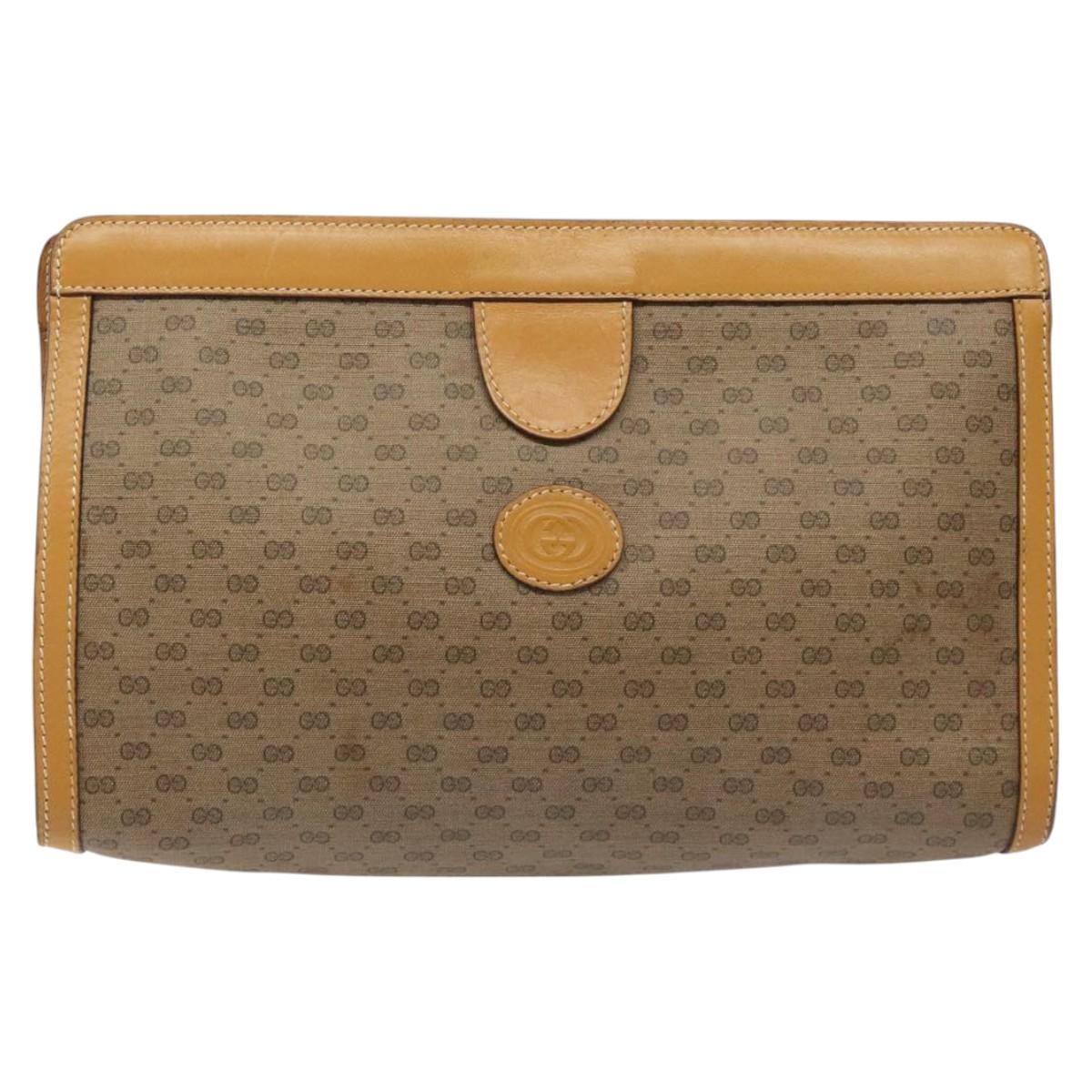 Gucci Micro Small Gg Canvas Beige Canvas Clutch Bag
