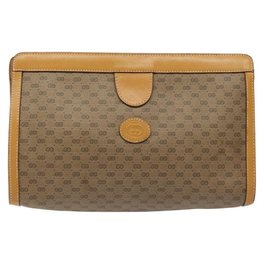 Gucci Micro Small Gg Canvas Beige Canvas Clutch Bag