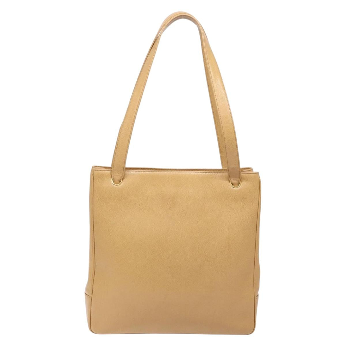 Chanel Coco Mark Beige Leather Tote Bag