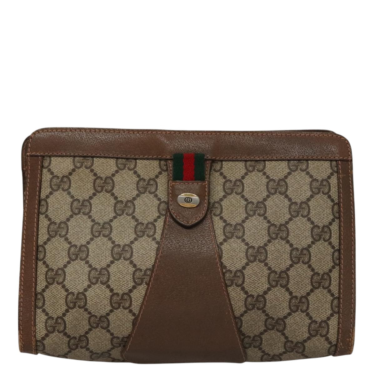 Gucci Sherry Beige Canvas Clutch Bag