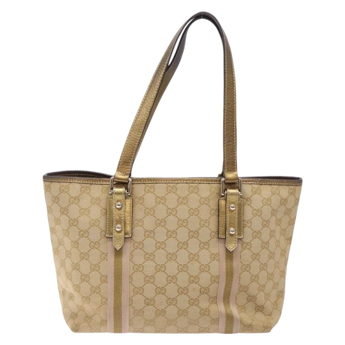 Gucci Sherry Beige Canvas Tote Bag