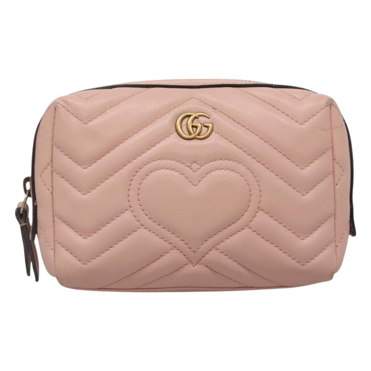 Gucci Gg Marmont Pink Leather Clutch Bag