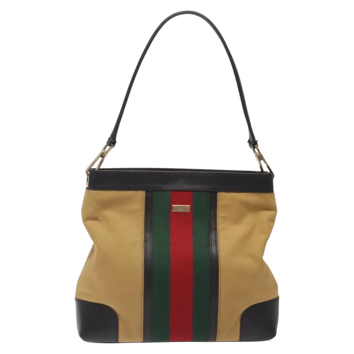 Gucci Sherry Beige Canvas Shoulder Bag