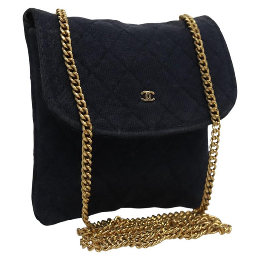 Chanel Navy Cotton Clutch Bag
