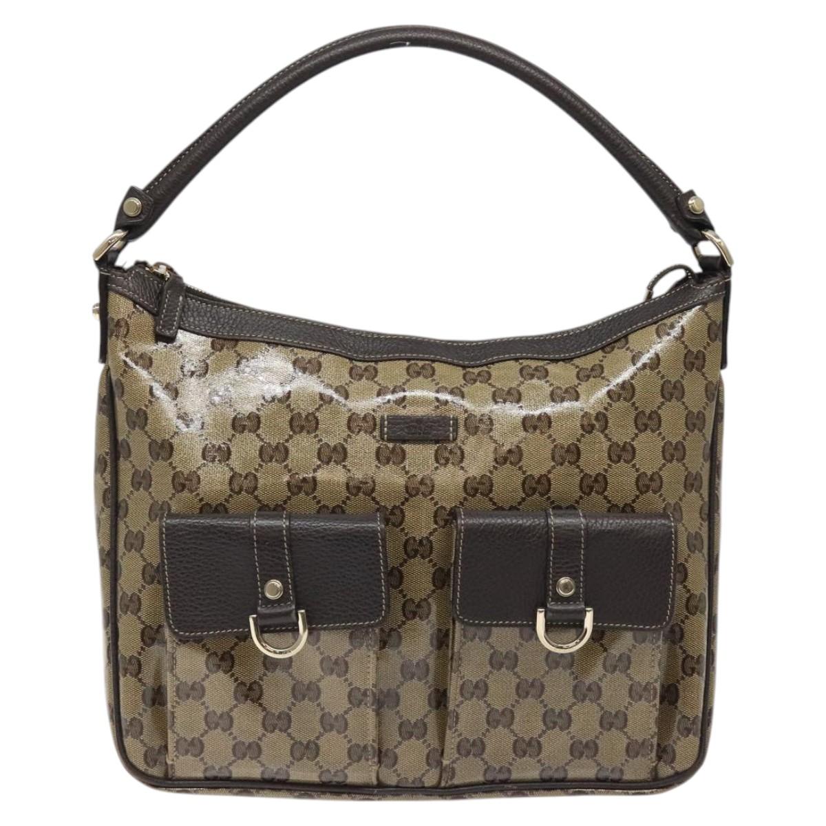 Gucci Gg Crystal Brown Canvas Shoulder Bag