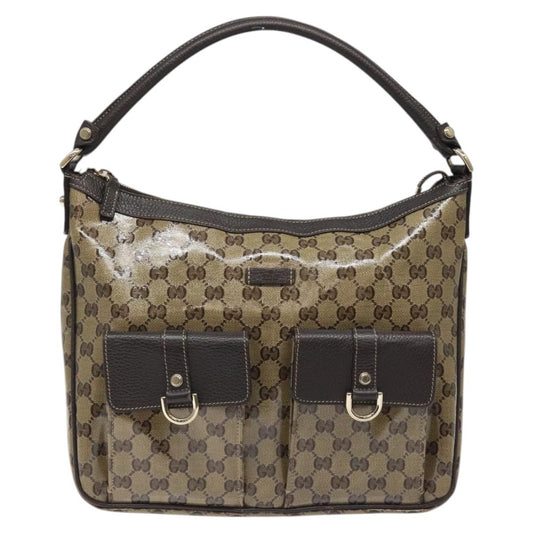 Gucci Gg Crystal Brown Canvas Shoulder Bag
