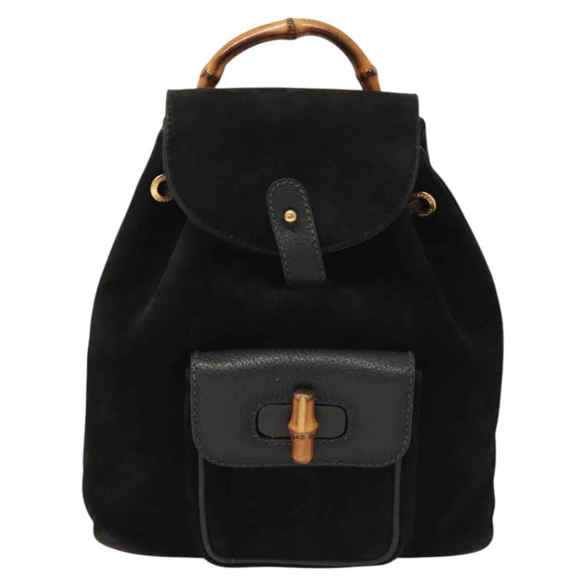 Gucci Bamboo Black Suede Backpack Bag