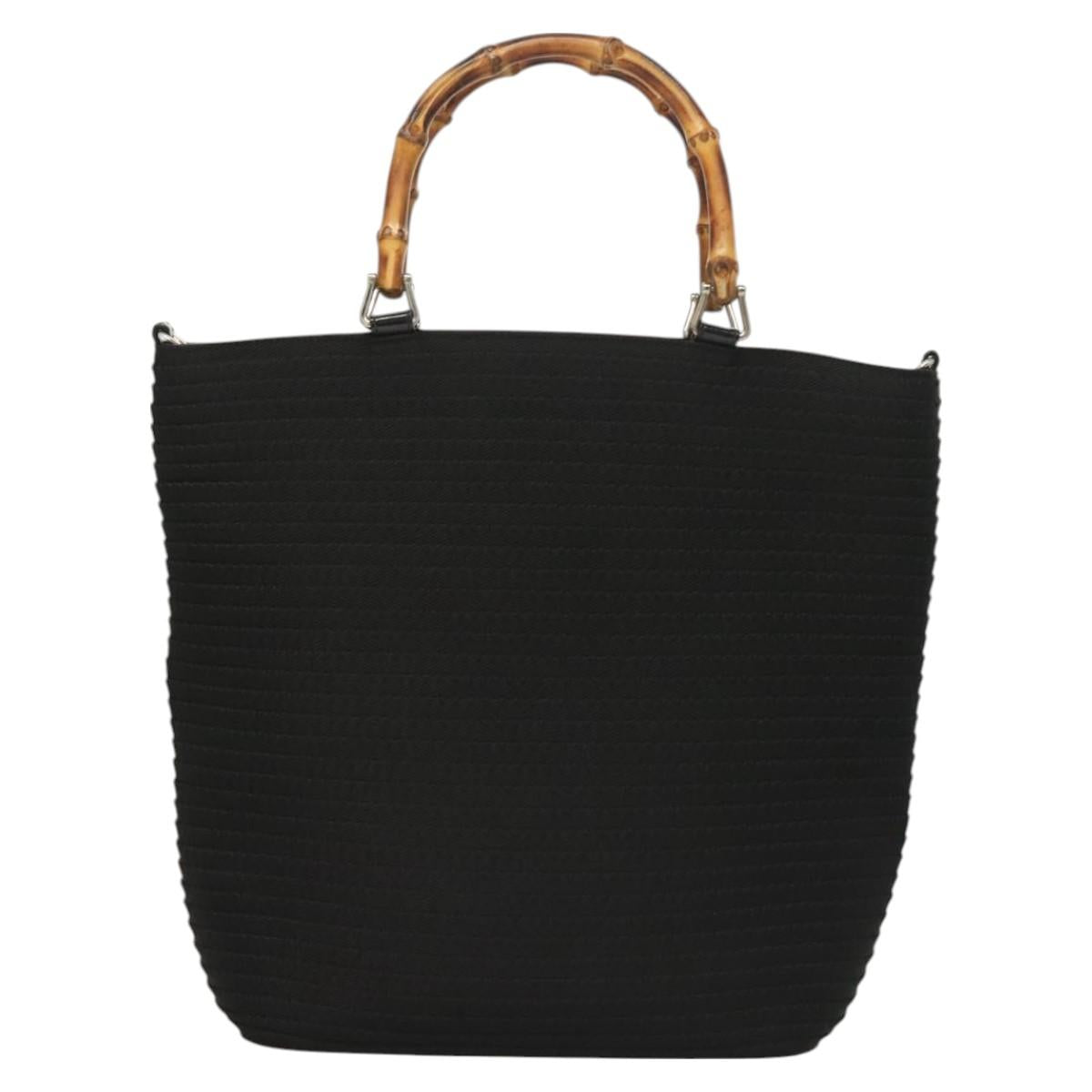 Gucci Bamboo Black Canvas Handbag
